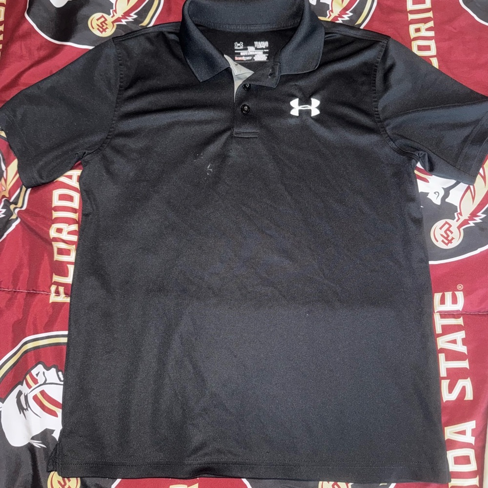 Under Armour Black and Gray Polo